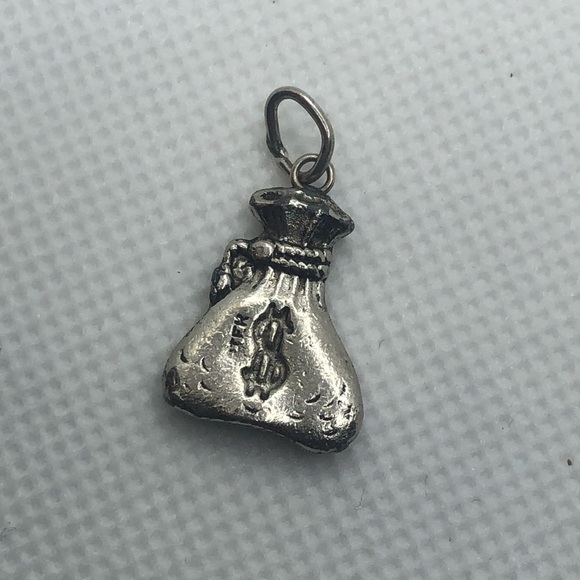 Vtg Sterling Silver Cash Money Bag Mini Charm for Charm Bracelet - Picture 2 of 2